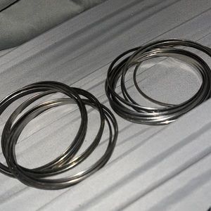 Silver bangles two sets costume jewelry it’s fashion slips over hand cute